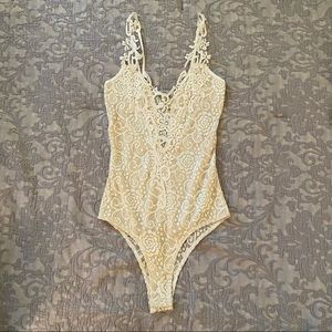 Fashion Nova White Lace Bodysuit